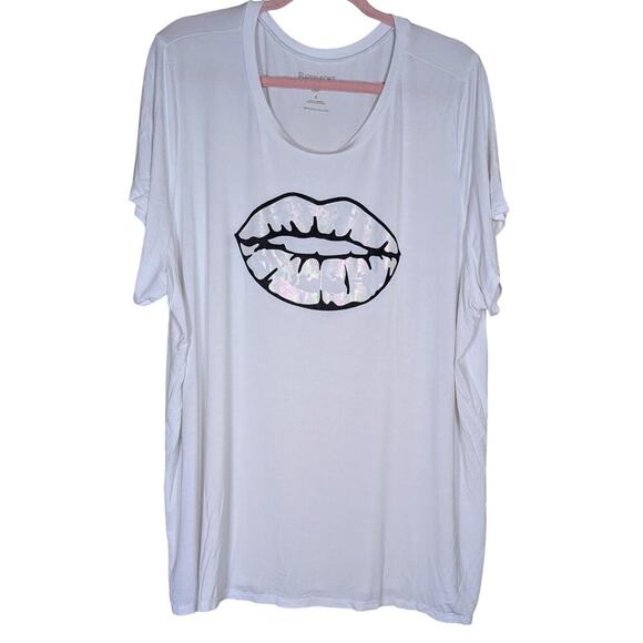 Torrid Perfect Tee Super Soft Iridescent Lips White 4 / 4X / 26 - Picture 2 of 10